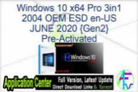 Windows 10 Pro for Workstations Version 2004 MAY 2020 {Gen2}